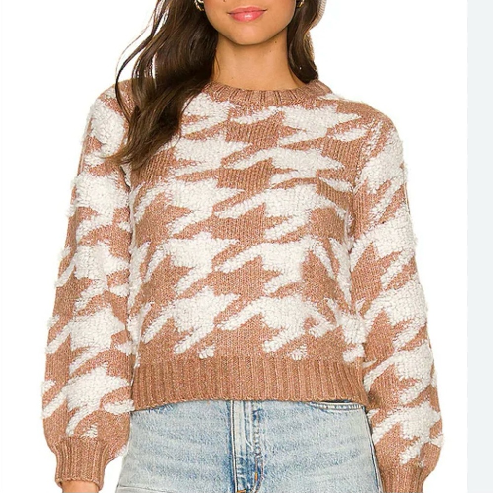 Chunky Houndstooth Print Sweater